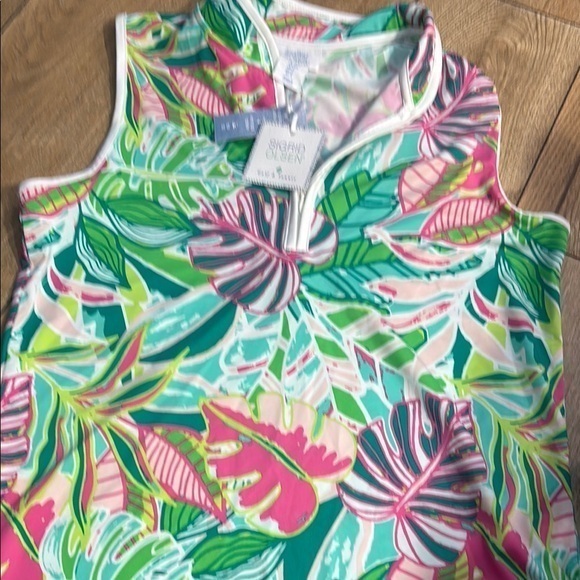Lilly Pulitzer Women's Tropical Print Top - Green and Pink - Picture 1 of 4